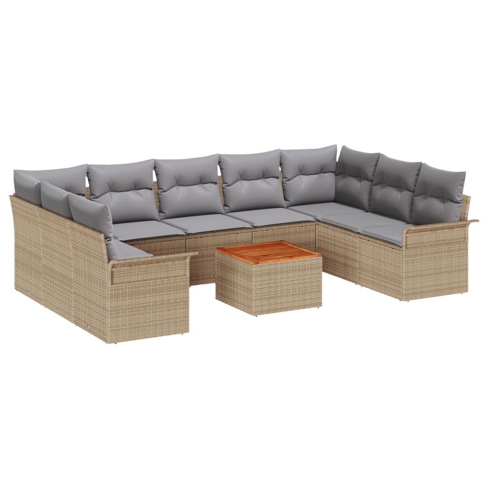 vidaXL Set de canapele pentru grădină 10 pcs Beige și gri deschis