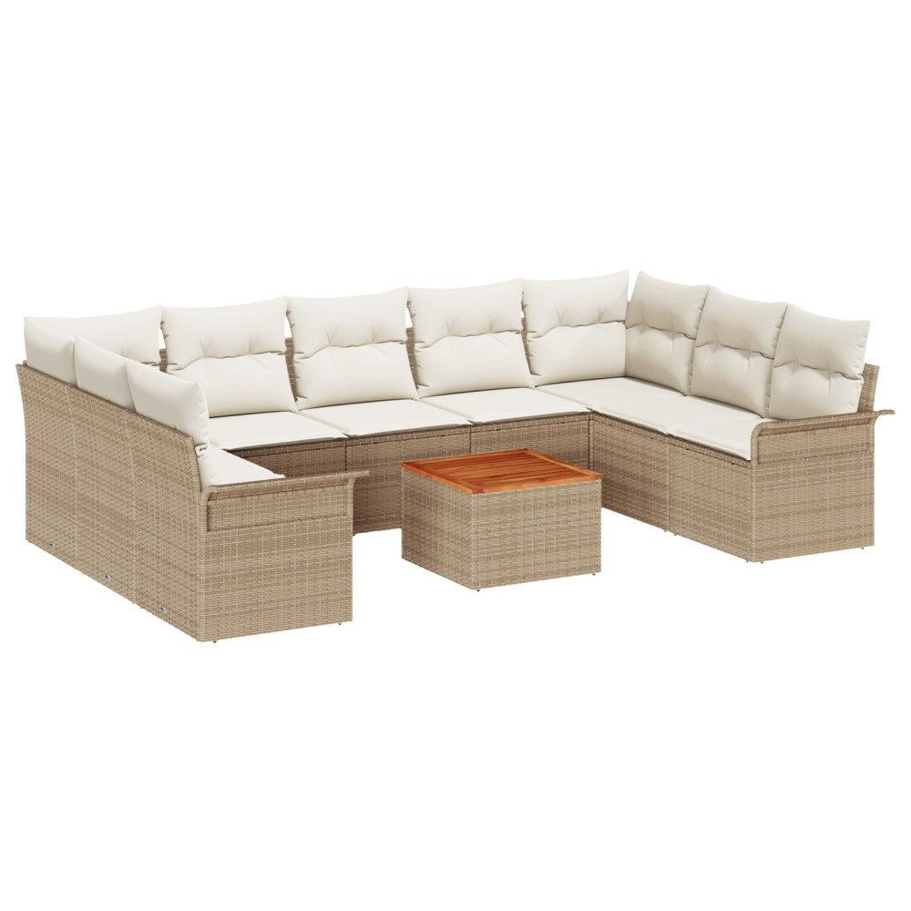 vidaXL Set de canapele pentru grădină cu pernă 10 pcs Bej și crem
