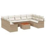 vidaXL Set de canapele pentru grădină cu pernă 10 pcs Bej și crem