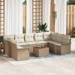 vidaXL Set de canapele pentru grădină cu pernă 10 pcs Bej și crem
