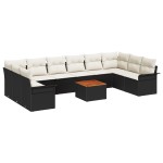 vidaXL Set de canapele pentru grădină cu pernă 11 pcs Negru și Crem