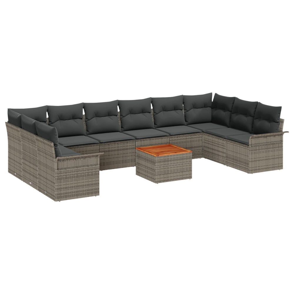 vidaXL Set de canapele pentru grădină 11 pcs Gri 55 x 55 x 37 cm
