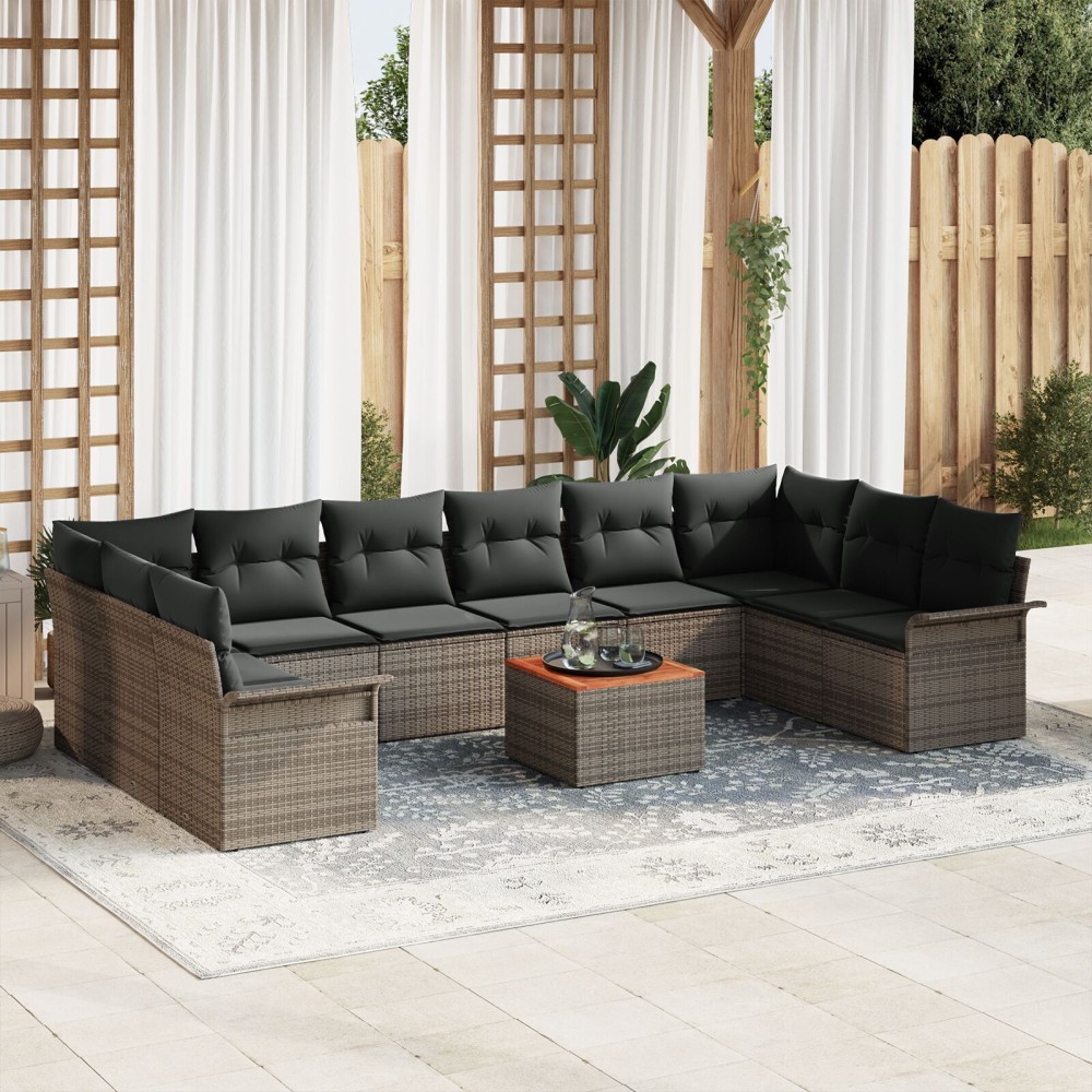 vidaXL Set de canapele pentru grădină 11 pcs Gri 55 x 55 x 37 cm