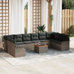 vidaXL Set de canapele pentru grădină 11 pcs Gri 55 x 55 x 37 cm