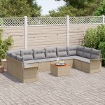 vidaXL Set de canapele pentru grădină 11 pcs Beige și gri deschis vidaXL Set de canapele pentru grădină 11 pcs Beige și gri deschis