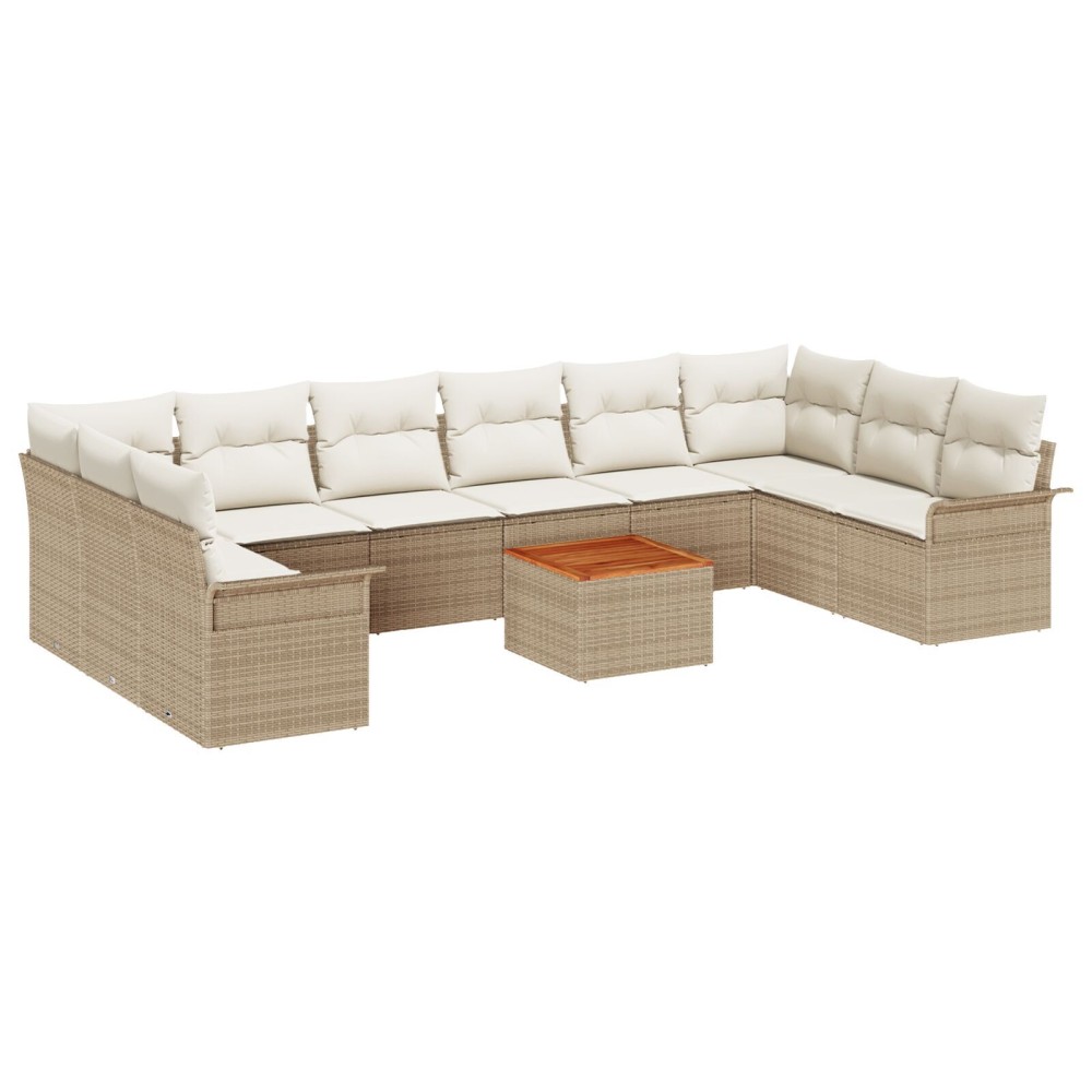 vidaXL Set de canapele pentru grădină cu pernă 11 pcs Bej și crem