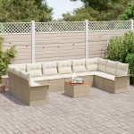 vidaXL Set de canapele pentru grădină cu pernă 11 pcs Bej și crem