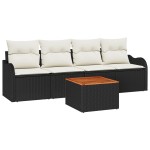 vidaXL Set de canapele pentru grădină cu pernă 5 pcs Negru și Crem vidaXL Set de canapele pentru grădină cu pernă 5 pcs Negru și Crem