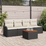 vidaXL Set de canapele pentru grădină cu pernă 5 pcs Negru și Crem vidaXL Set de canapele pentru grădină cu pernă 5 pcs Negru și Crem