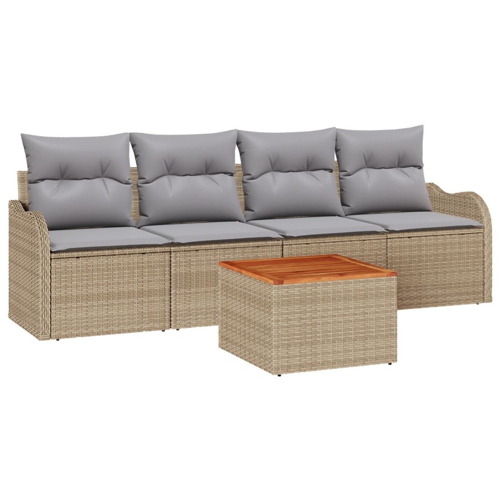 vidaXL Set de canapele pentru grădină 5 pcs Beige și gri deschis