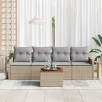 vidaXL Set de canapele pentru grădină 5 pcs Beige și gri deschis