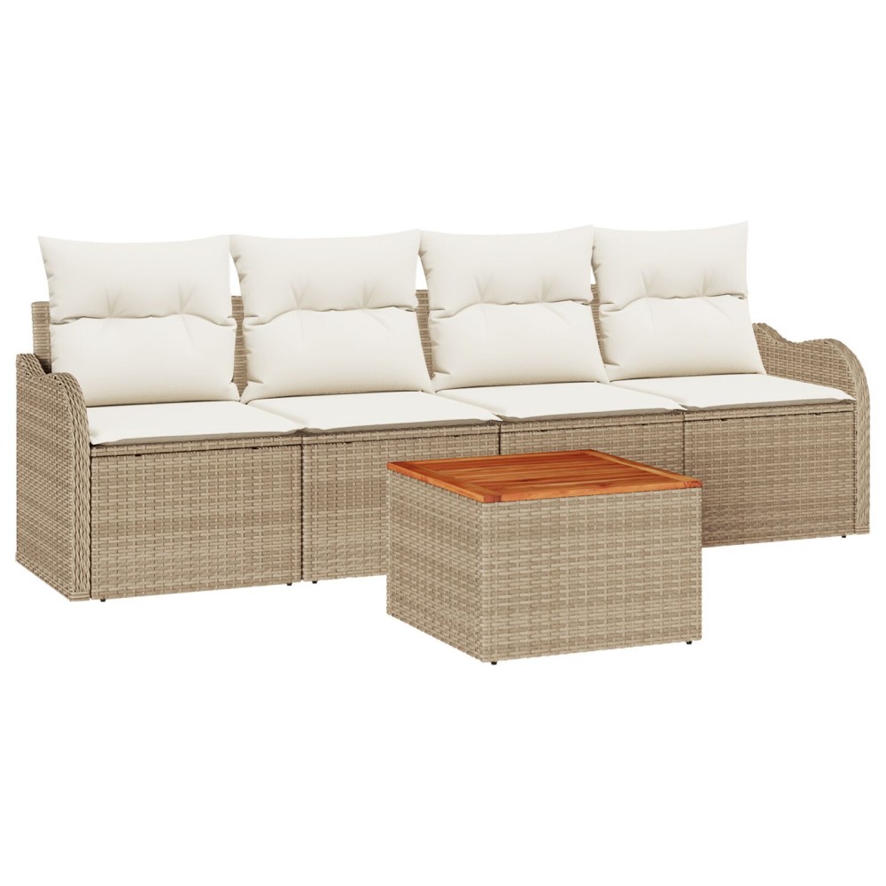 vidaXL Set de canapele pentru grădină cu pernă 5 pcs Bej și crem