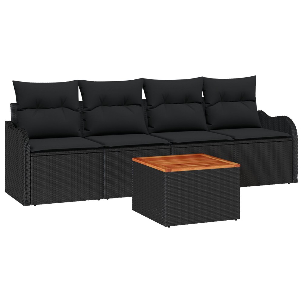 vidaXL Set de canapele pentru grădină 5 pcs Negru 55 x 55 x 37 cm