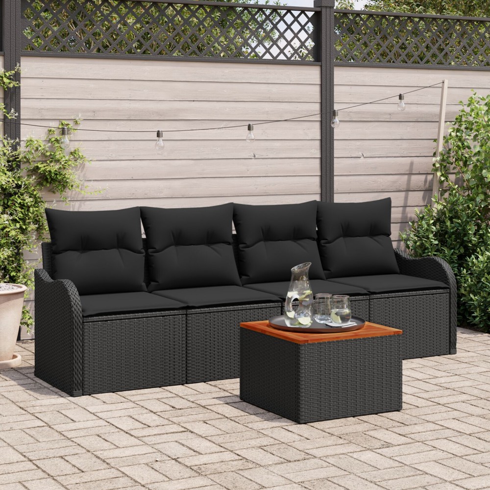 vidaXL Set de canapele pentru grădină 5 pcs Negru 55 x 55 x 37 cm