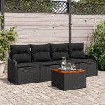 vidaXL Set de canapele pentru grădină 5 pcs Negru 55 x 55 x 37 cm