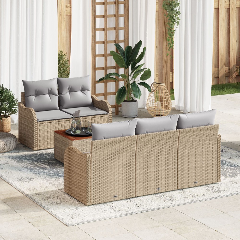 vidaXL Set de canapele pentru grădină 6 pcs Beige și gri deschis