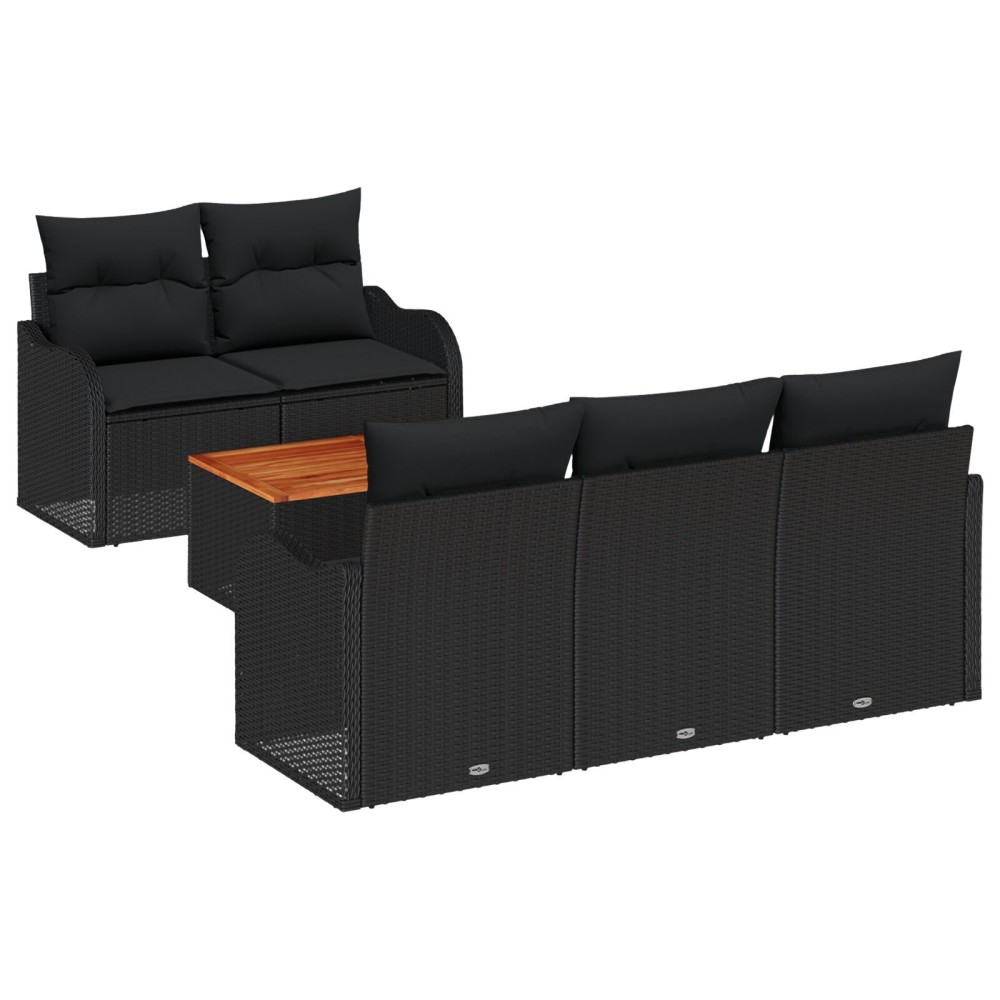 vidaXL Set de canapele pentru grădină 6 pcs Negru 55 x 55 x 37 cm