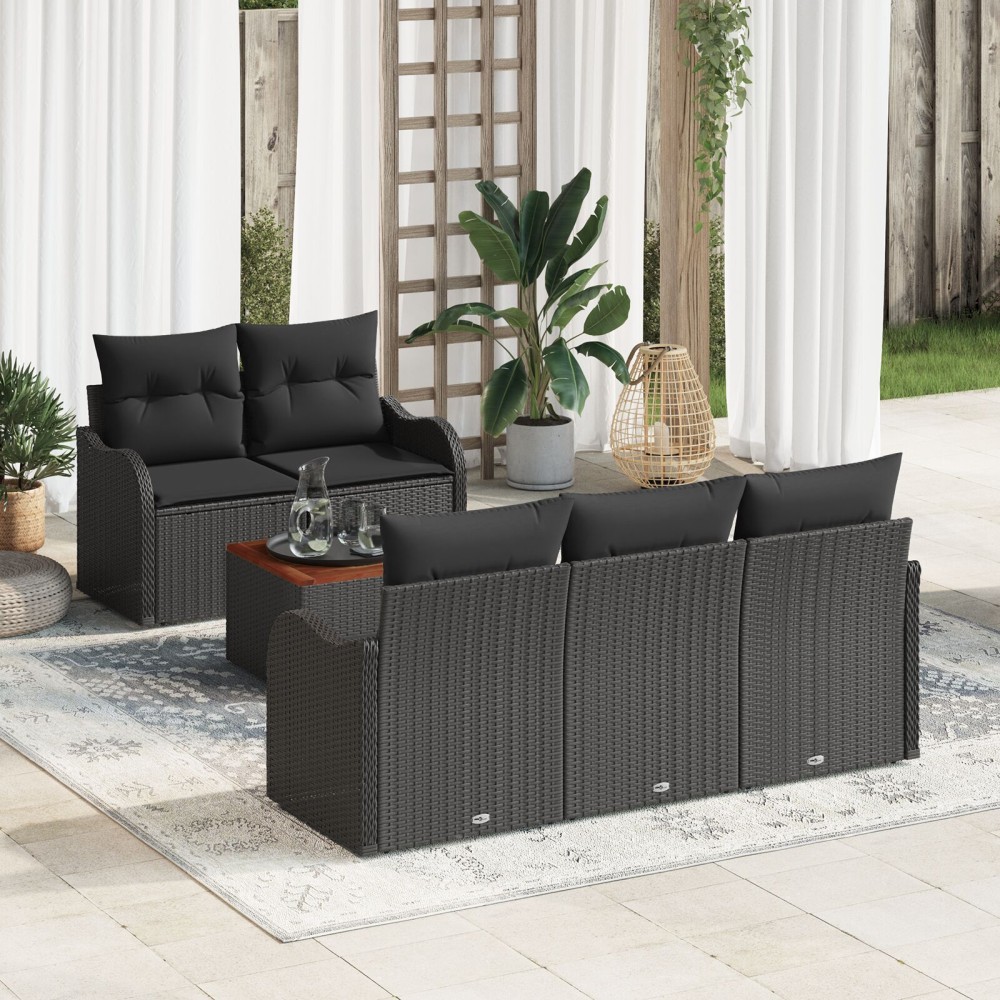 vidaXL Set de canapele pentru grădină 6 pcs Negru 55 x 55 x 37 cm