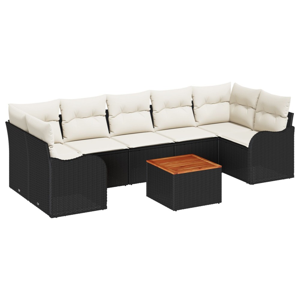 vidaXL Set Sofa pentru Grădină 8 pcs Negru, alb Mari