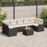vidaXL Set Sofa pentru Grădină 8 pcs Negru, alb Mari