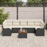vidaXL Set Sofa pentru Grădină 8 pcs Negru, alb Mari