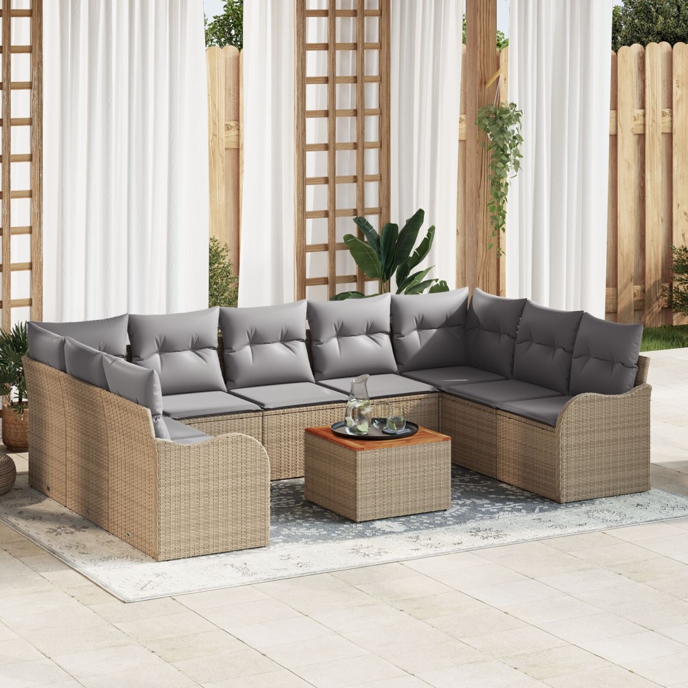 vidaXL Set Canapea Grădină 10 pcs bej și gri deschis