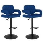 vidaXL Scaune de bar, 2 buc., albastru, material textil vidaXL Scaune de bar, 2 buc., albastru, material textil