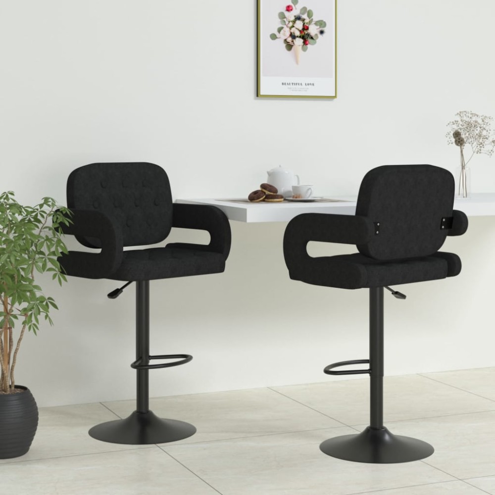 vidaXL Scaune de bar, 2 buc., negru, material textil