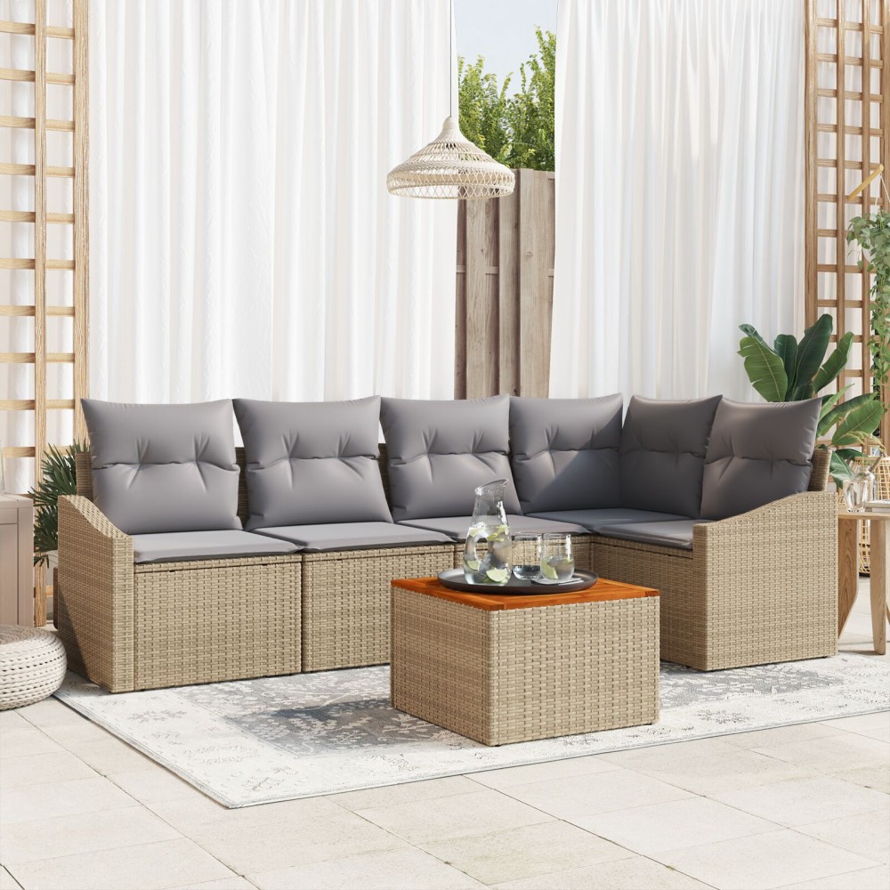 vidaXL Set Sofa Grădină 6 pcs Bej, gri deschis 55 x 55 x 37 cm