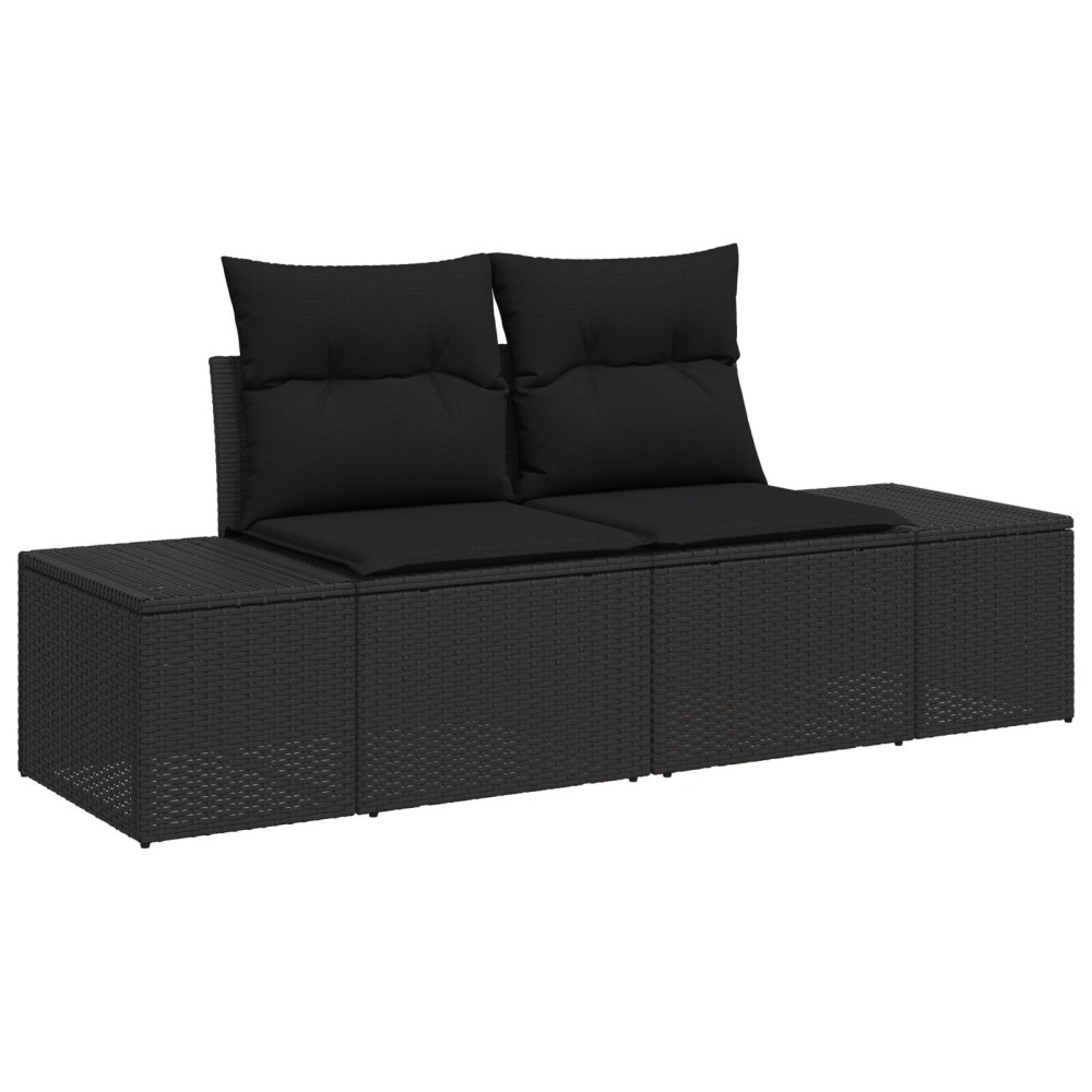 vidaXL Set de canapea de grădină 6 pcs Negru 55 x 55 x 37 cm