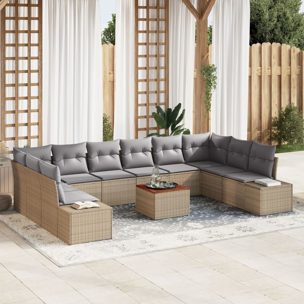 vidaXL Set Sofa Grădină 11 pcs Bej, gri deschis
