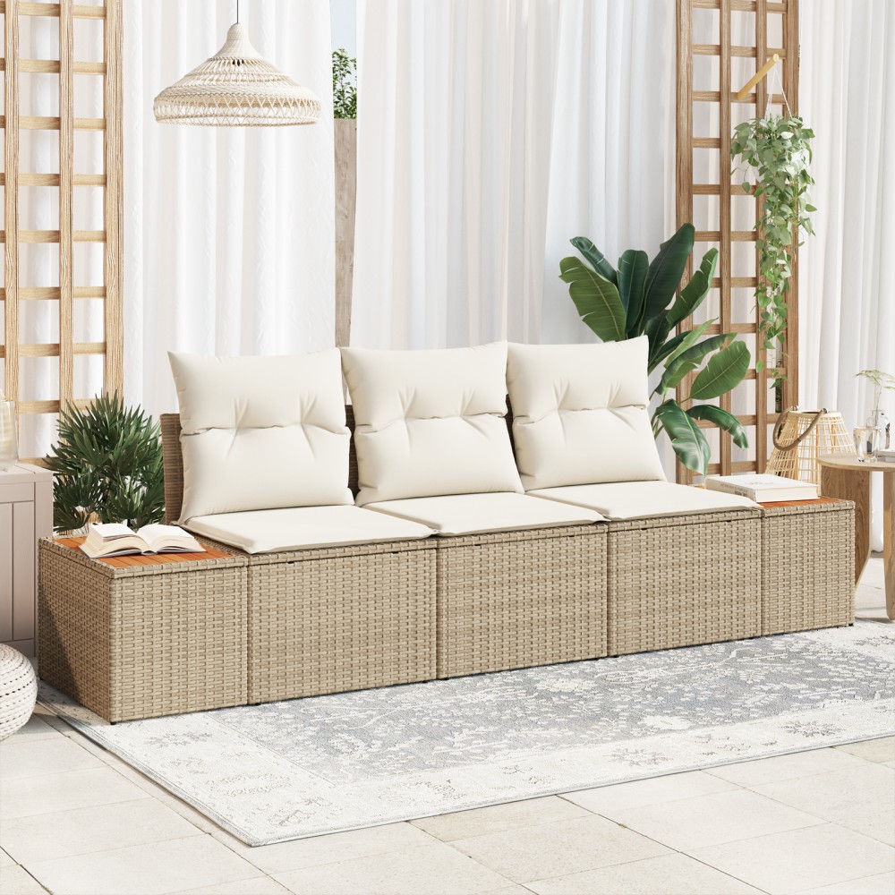 vidaXL Set de canapele pentru grădină cu pernă 3 pcs bej și crem