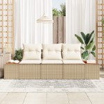 vidaXL Set de canapele pentru grădină cu pernă 3 pcs bej și crem