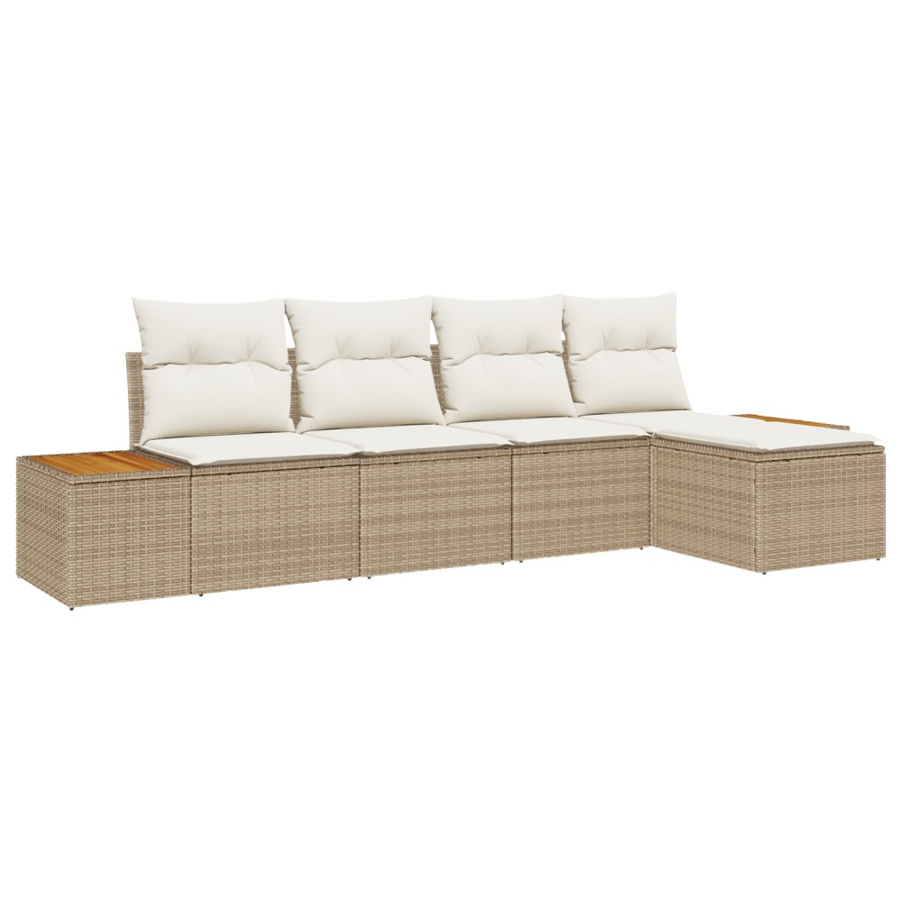 vidaXL Set de canapele pentru grădină cu pernă 5 pcs bej și crem