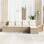 vidaXL Set de canapele pentru grădină cu pernă 5 pcs bej și crem vidaXL Set de canapele pentru grădină cu pernă 5 pcs bej și crem