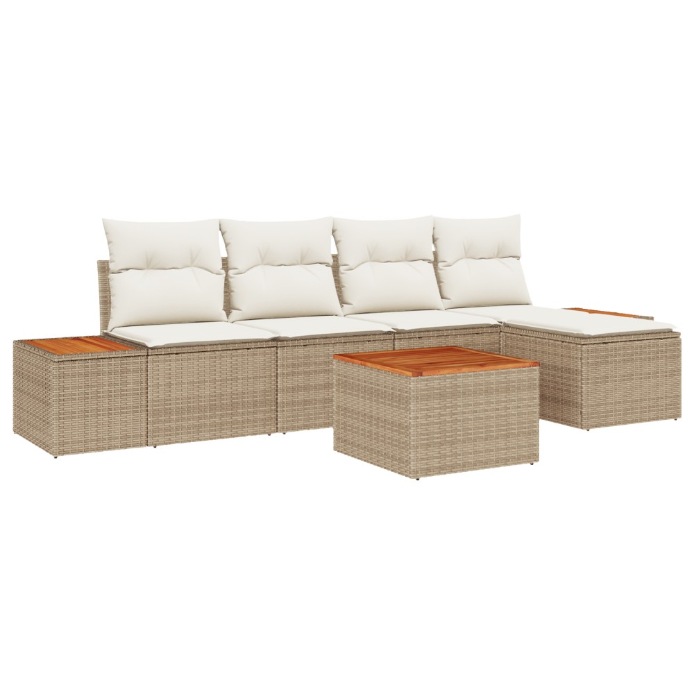 vidaXL Set de canapele pentru grădină cu pernă 6 pcs bej și crem
