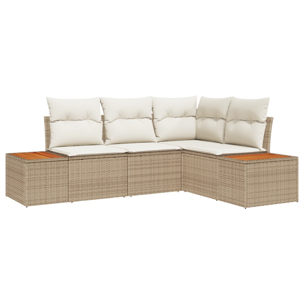 vidaXL Set de canapele pentru grădină cu pernă 4 pcs bej și crem