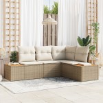 vidaXL Set de canapele pentru grădină cu pernă 4 pcs bej și crem vidaXL Set de canapele pentru grădină cu pernă 4 pcs bej și crem