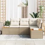 vidaXL Set de canapele pentru grădină cu pernă 4 pcs bej și crem vidaXL Set de canapele pentru grădină cu pernă 4 pcs bej și crem