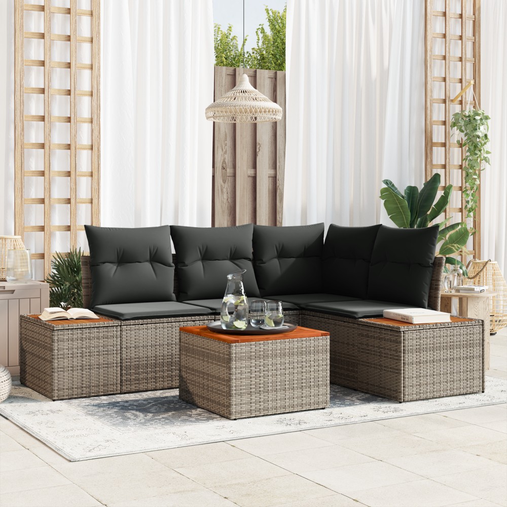 vidaXL Set de canapele pentru grădină 5 pcs Gri 209 x 154 x 85 cm
