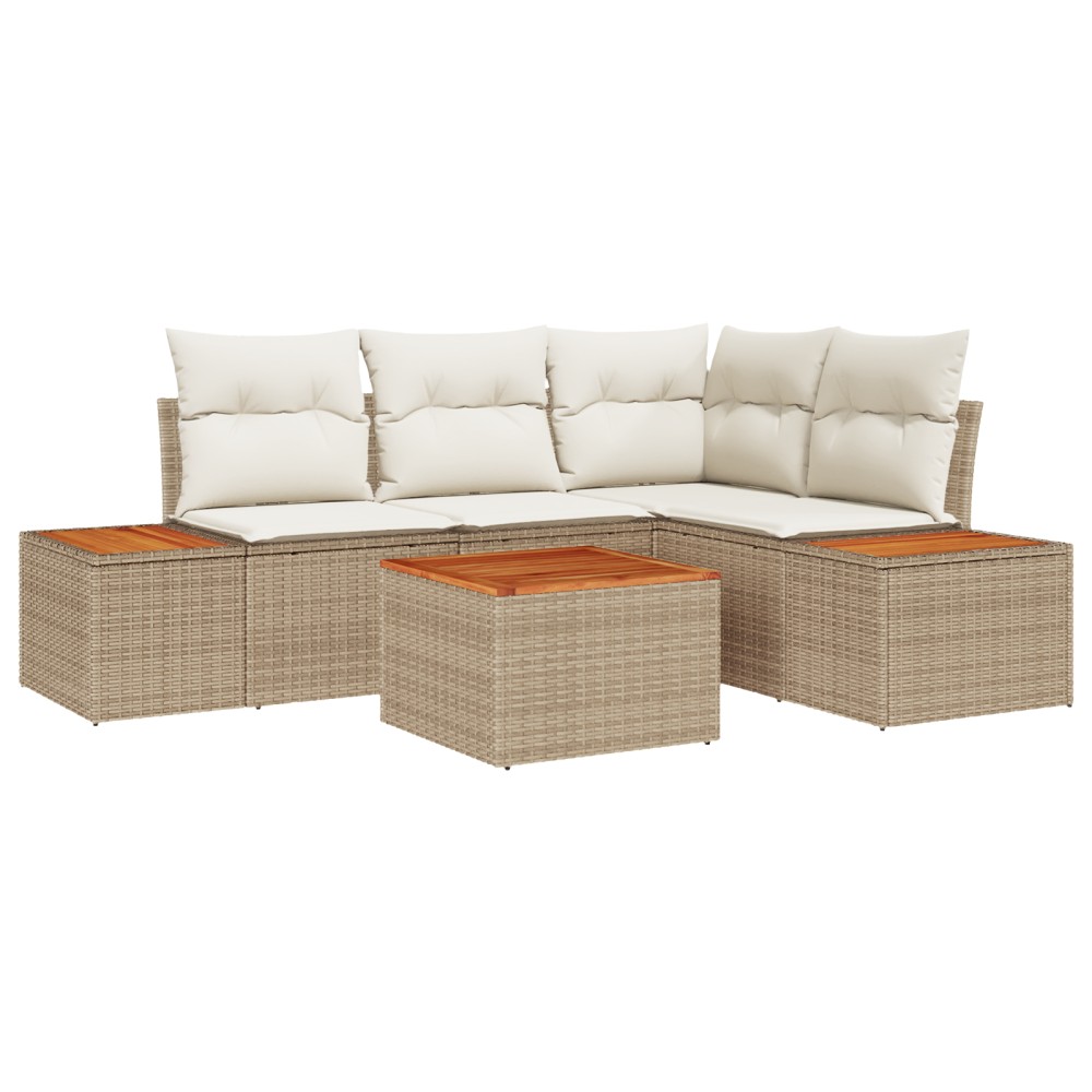 vidaXL Set de canapele pentru grădină cu pernă 5 pcs bej și crem