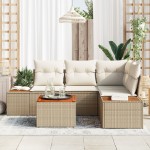 vidaXL Set de canapele pentru grădină cu pernă 5 pcs bej și crem vidaXL Set de canapele pentru grădină cu pernă 5 pcs bej și crem