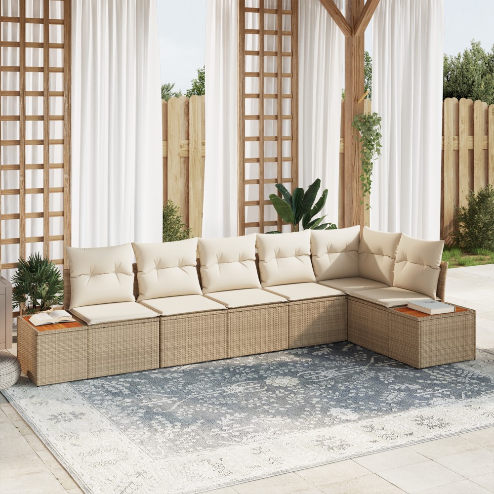 vidaXL Set de canapele pentru grădină cu pernă 6 pcs bej și crem