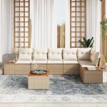vidaXL Set de canapele pentru grădină cu pernă 7 pcs bej și crem vidaXL Set de canapele pentru grădină cu pernă 7 pcs bej și crem