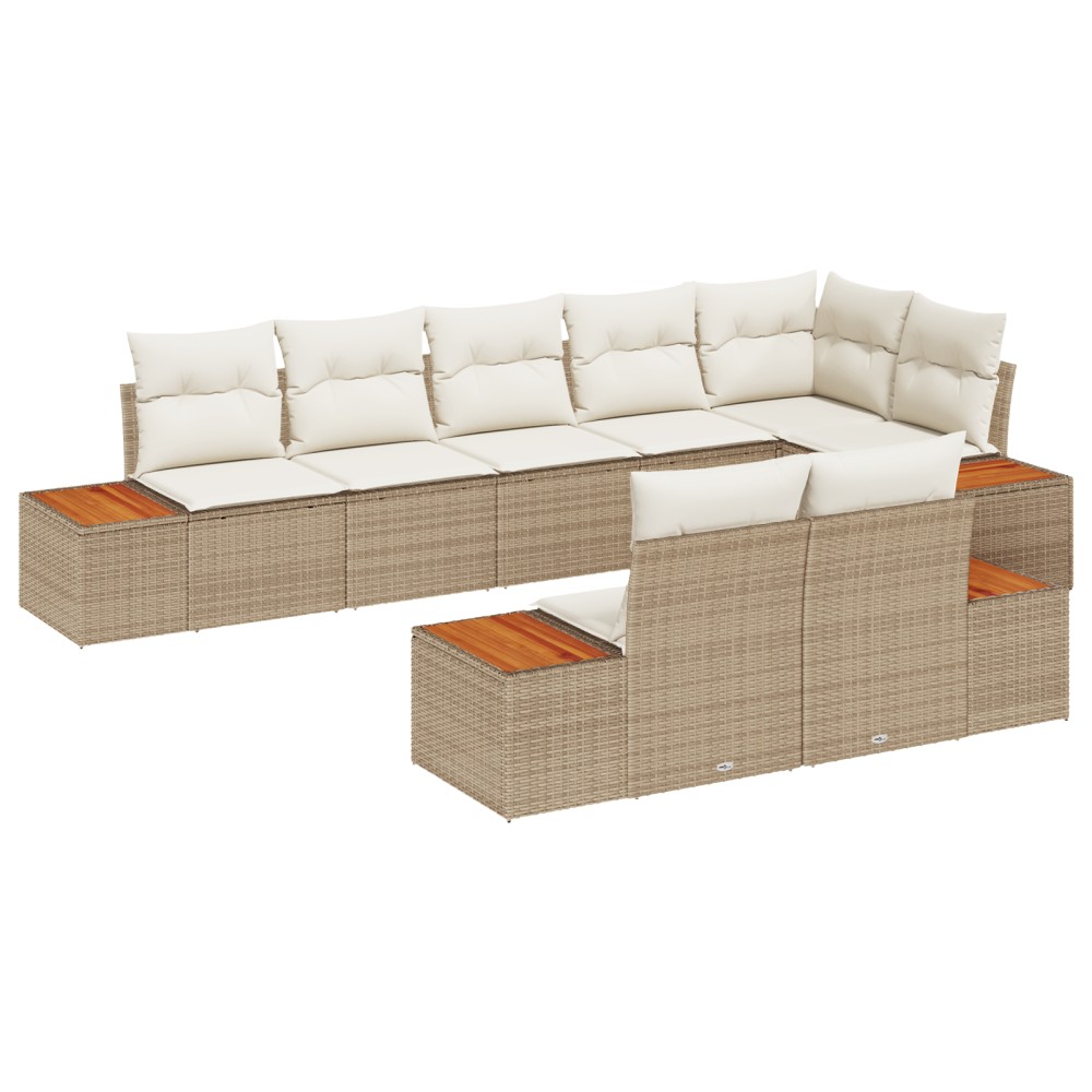 vidaXL Set de canapele pentru grădină cu pernă 8 pcs bej și crem