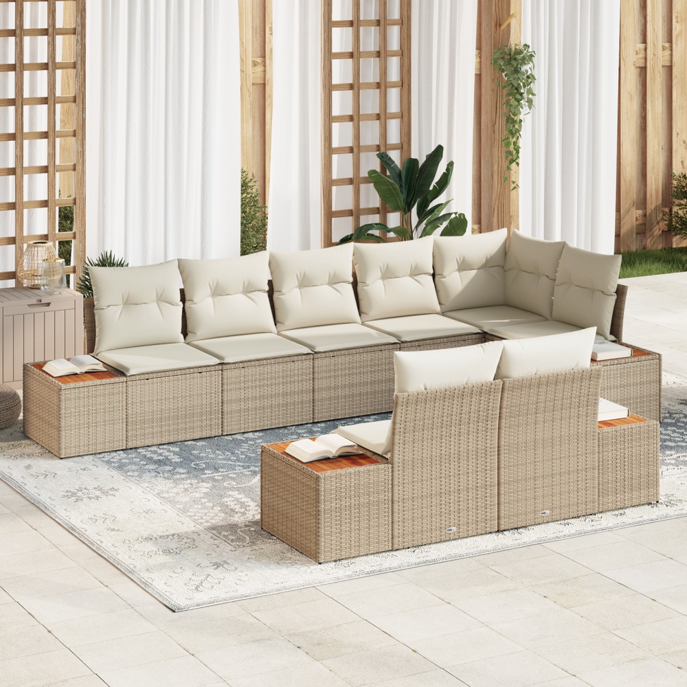 vidaXL Set de canapele pentru grădină cu pernă 8 pcs bej și crem