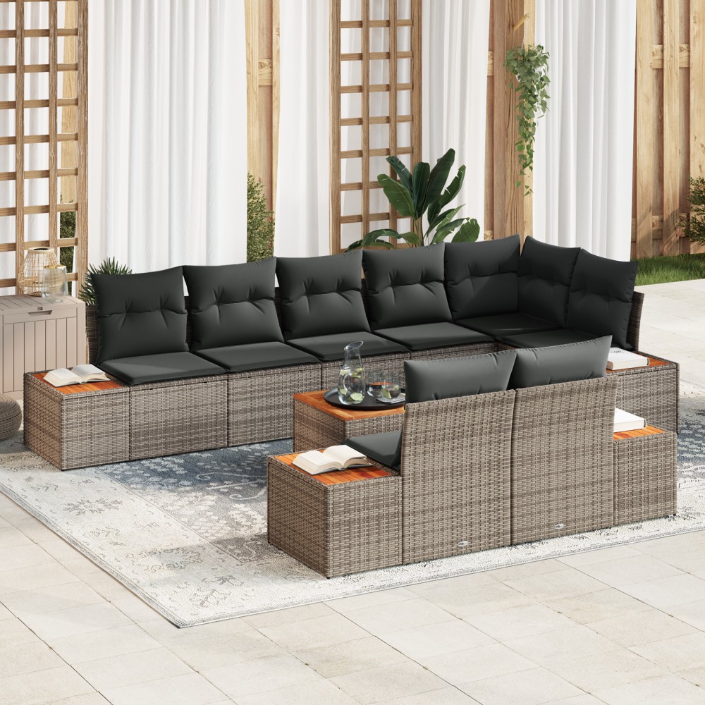 vidaXL Set de canapele pentru grădină 9 pcs Gri 319 x 154 x 85 cm