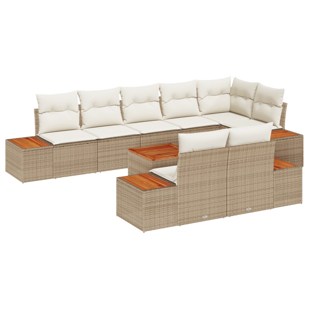 vidaXL Set de canapele pentru grădină cu pernă 9 pcs bej și crem