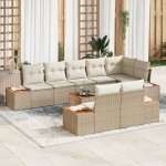 vidaXL Set de canapele pentru grădină cu pernă 9 pcs bej și crem