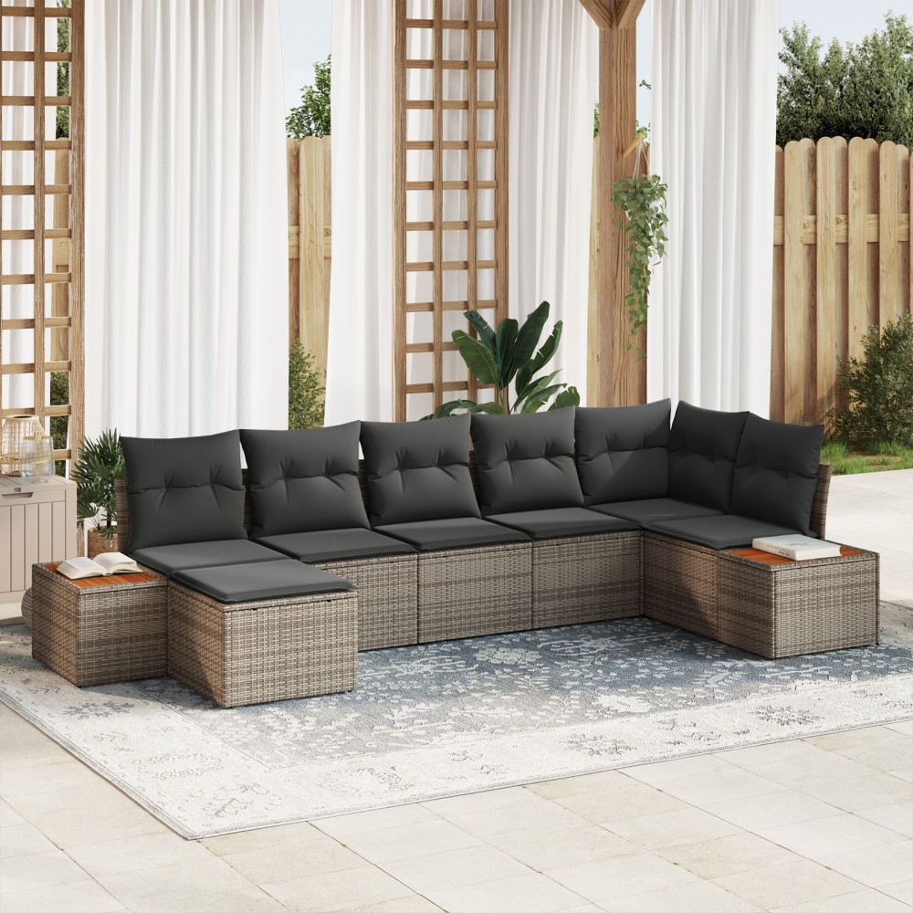 vidaXL Set de canapele pentru grădină 7 pcs Gri 319 x 154 x 85 cm